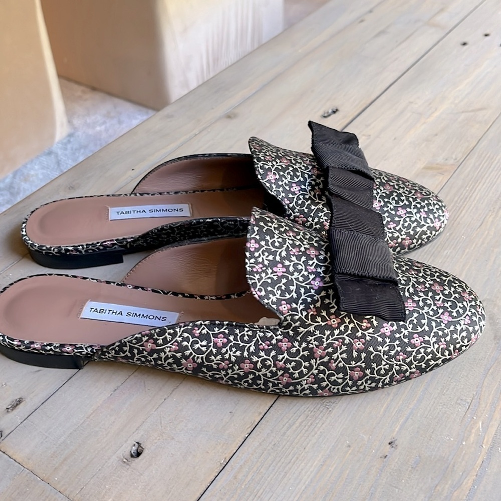 New. Tabitha Simmons Masha Bow mules in black multi Size 38.5, US 8.5 - Picture 7 of 10
